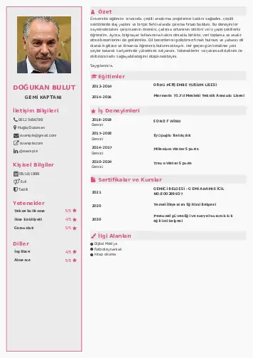 Gemi Kaptanı CV Örnekleri cv indir